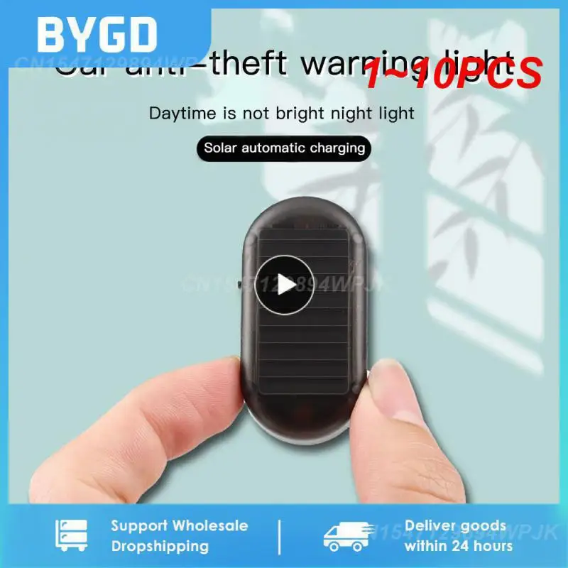 Искусственная безопасность автомобиля, 1-10 шт., искусственная лампа, имитация солнечной энергии, искусственная тревога, беспроводная искусственная лампа, мигающая лампа с защитой от кражи
