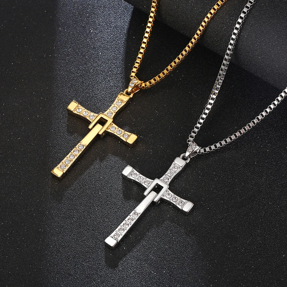 2023 Hot Selling Fast and Furious Stainless Steel Dominic Toretto Jesus Cross Necklace for Men Jewelry Chain Pendant Give Gifts