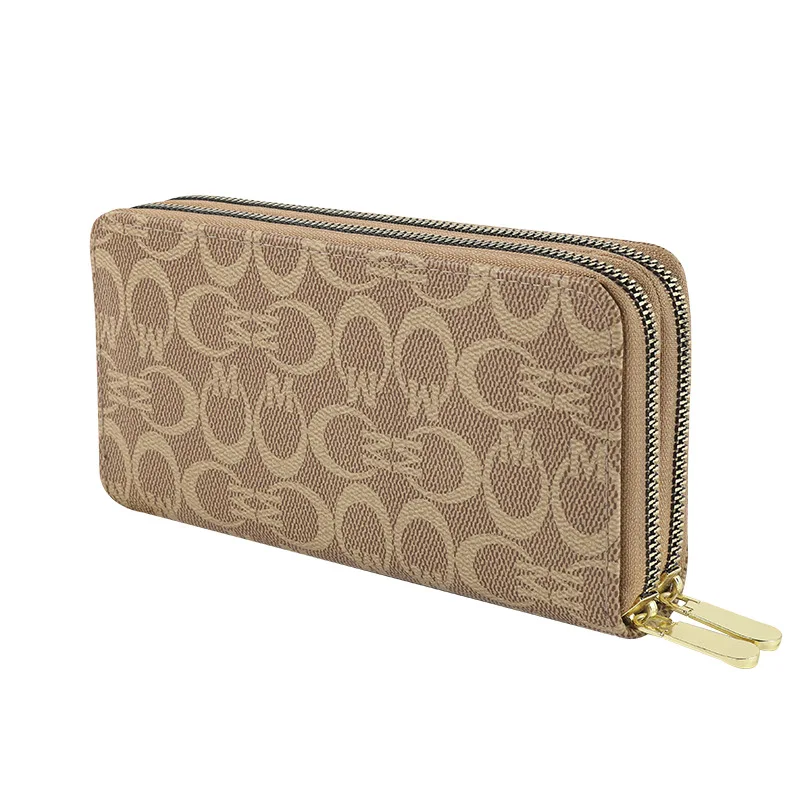 TRAVEASY Classic Print Women‘s Long Wallets Luxury PU Leather Ladies Coffe Clutch Purses Women Evening Elegance Money Bag Female