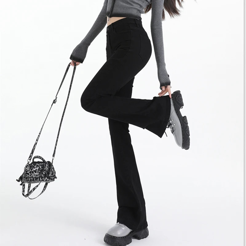 Зимние утепленные широкие джинсы на плюшевой подкладке женские теплые с высокой