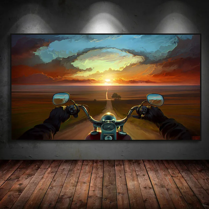

Mountain Motorcycle Racing Poster Canvas Painting for Living RoomFashion Sports Motorcycle Bike Racing Biker Home Decoration