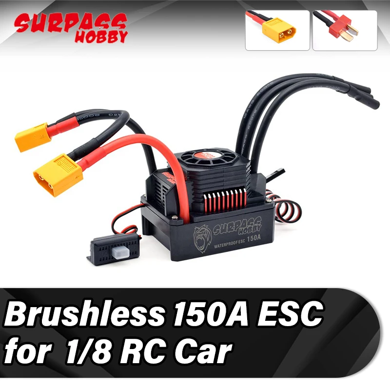 

Водонепроницаемый Бесщеточный Регулятор Скорости Surpass Hobby, 1/8 а, с двойной вилкой XT60 для 1/10 RC Car 2S-6S, карта программирования аккумулятора