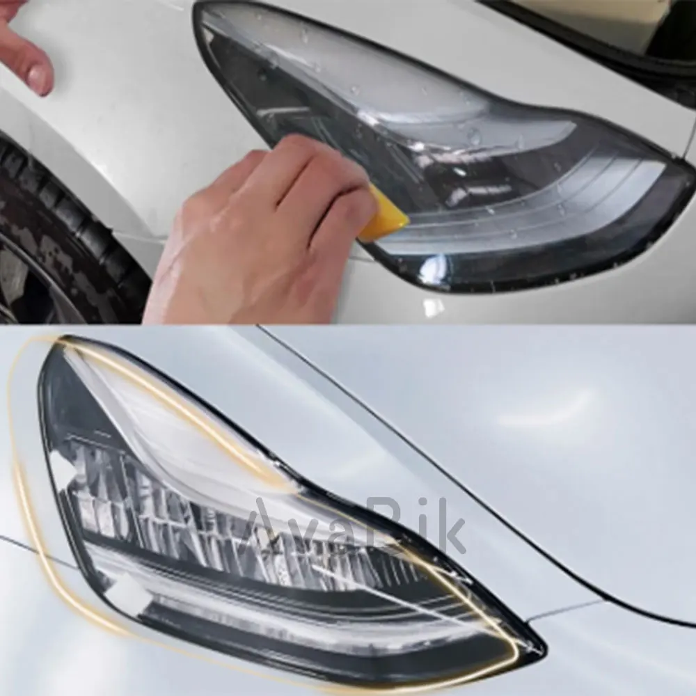 HD пленка для задних фонарей Tesla Model Y 3X S 2017-2024 PPF прозрачная черненая защитная