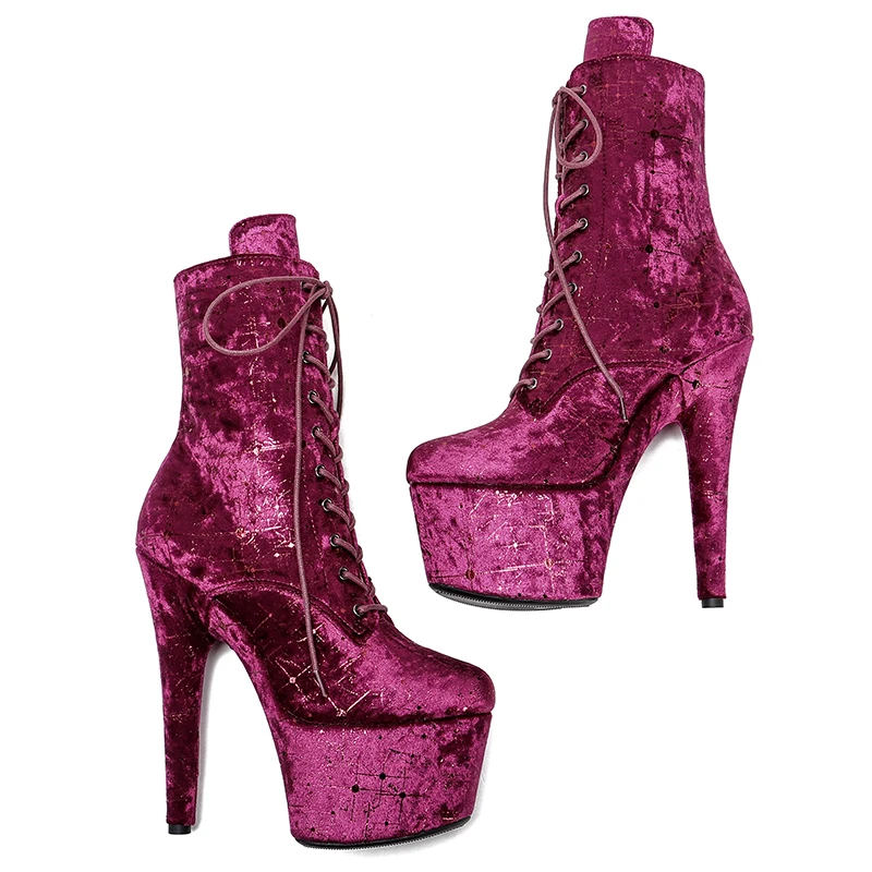 Leecabe WireRED 17CM/7inches Pole dancing shoes High Heel platform Boots Pole Dance boot