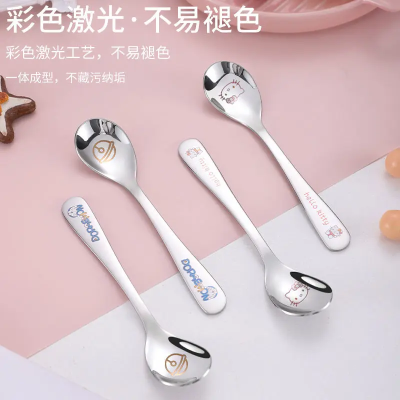 

Hello Kitty cutlery Set Student spoon High appearance level round spoon Round head girl heart spoon