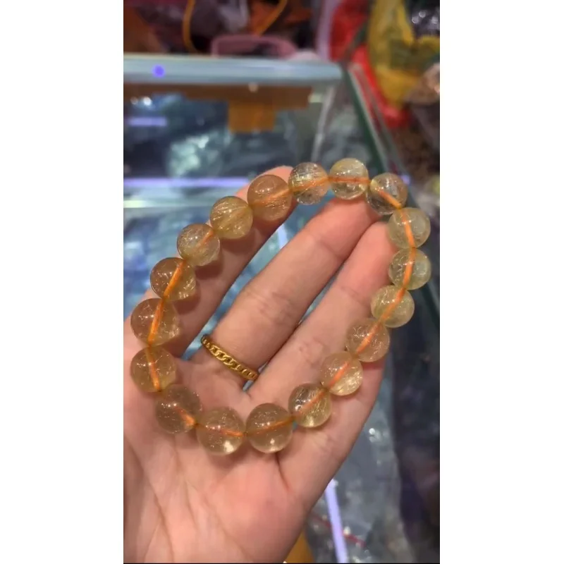 Натуральный Рутиловый браслет оптовая продажа золотые блестящие кристаллы для