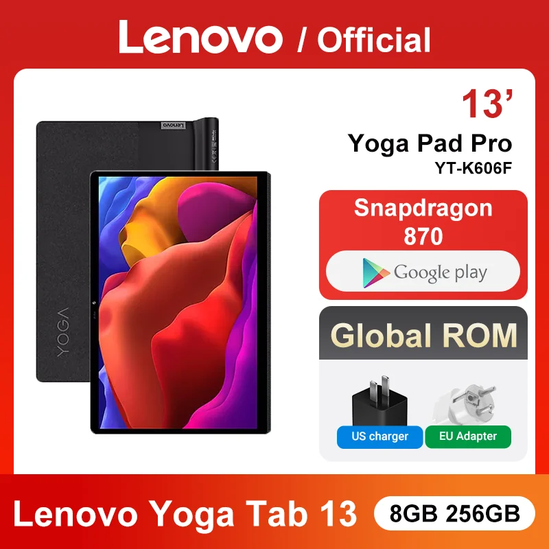 Global ROM Lenovo YOGA Tab 13 or YOGA Pad Pro 13 Inch 2K Screen Snapdragon 870  JBL Speakers 10200mAh Battery Tablet Android 11
