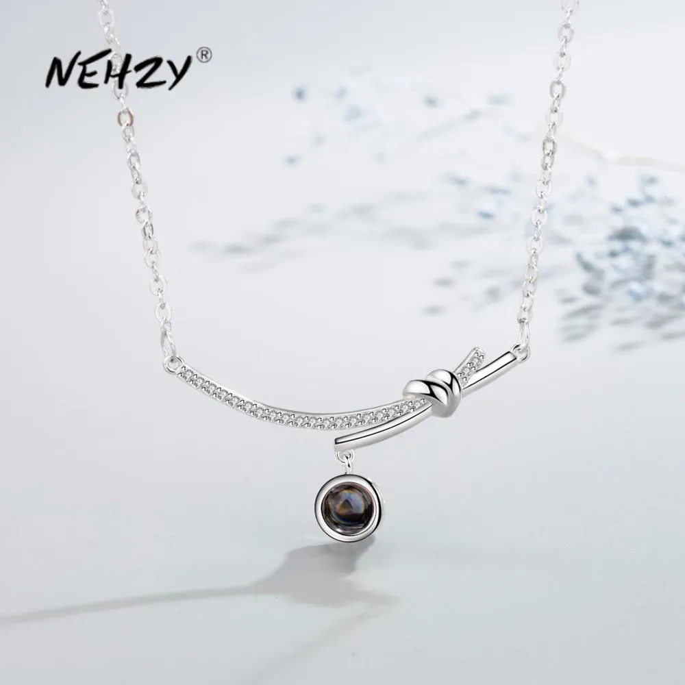 

NEHZY Silver plating New Woman Fashion Jewelry High Quality Simple Black Cubic Zirconia Pendant Necklace Length 40+5CM