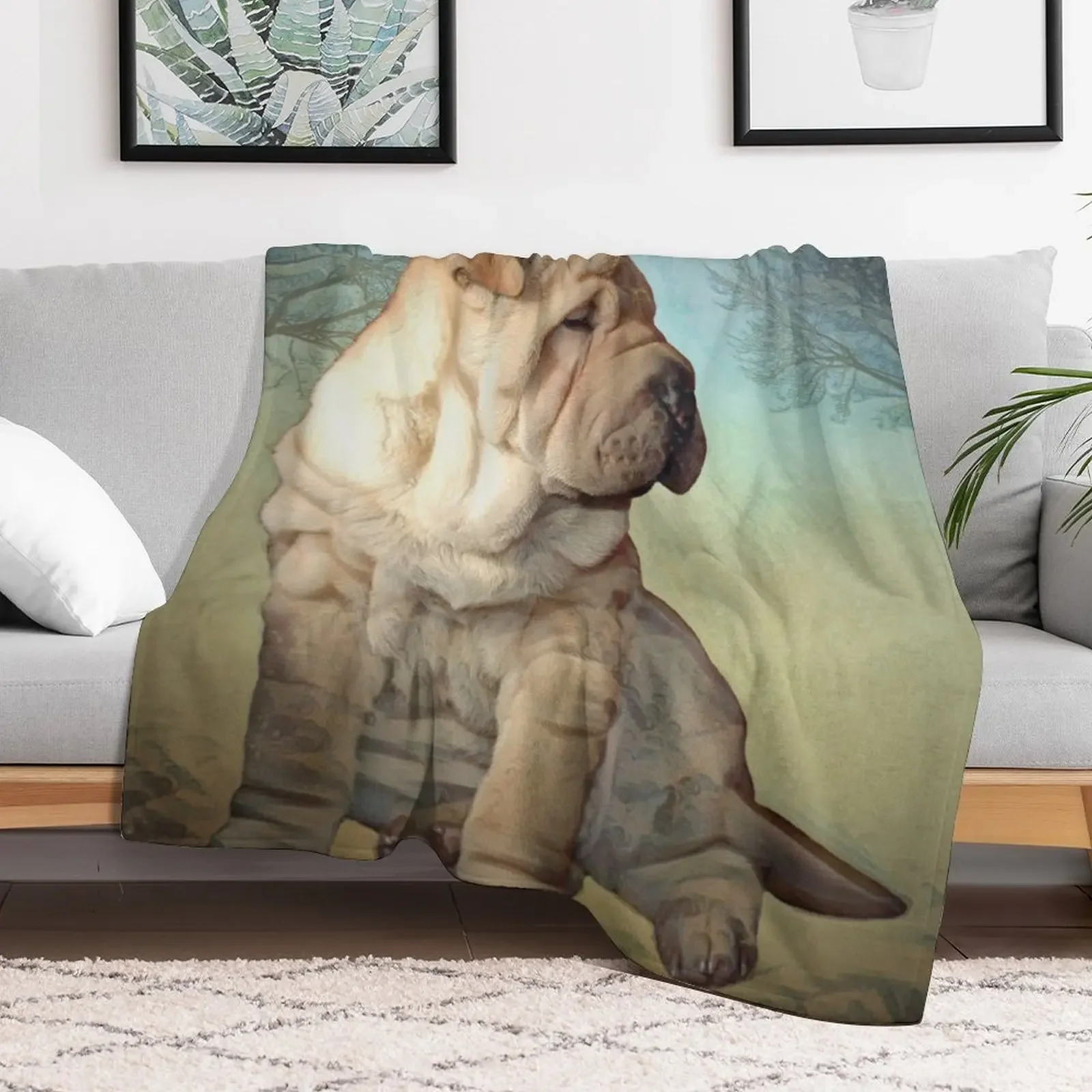 Теплое плюшевое одеяло для щенков Shar Pei