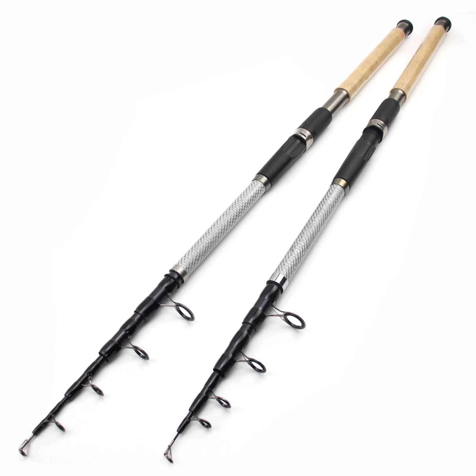 

2.1m 2.4m 2.7m 3.0m 3.6m Telescopic Fishing Rod Wooden Handle Spinning Rod Extra Heavy Carp Fishing Pole Sea Surfing Beach Rod