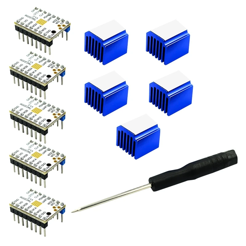 

Драйвер шагового двигателя для 3D-принтера TMC2208 V1.2, Драйвер шагового двигателя для Reprap Ramps 1,4 MKS Prusa I3 Ender-3 Pro(5 шт.)