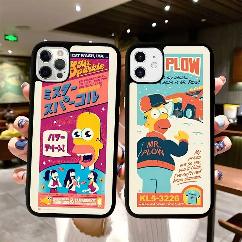 

Cartoon Cute S-Simpsonss Phone Case Silicone PC+TPU Case for iPhone 11 12 13 Pro Max 8 7 6 Plus X SE XR Hard Fundas