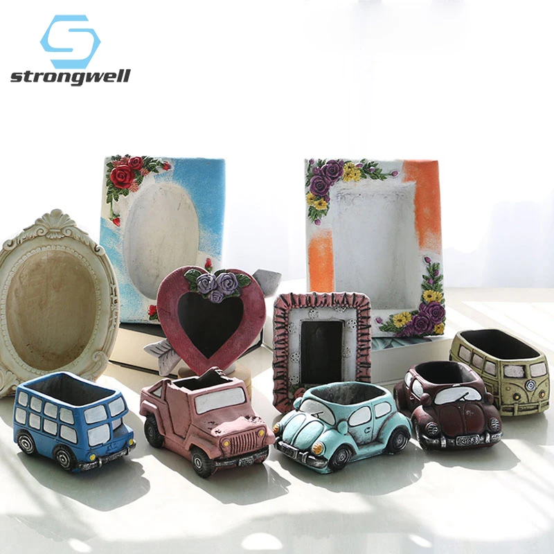 

Винтажный цветочный горшок Strongwell в стиле ретро для автомобиля, мультипликационный автомобиль, цемент, имитация грубой керамики, суккулент, ...