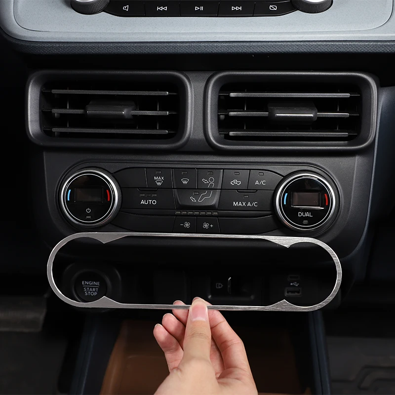 

For Ford Maverick 2022 Car central air conditioning mode decorative frame Aluminum alloy Silver/red interior accessories