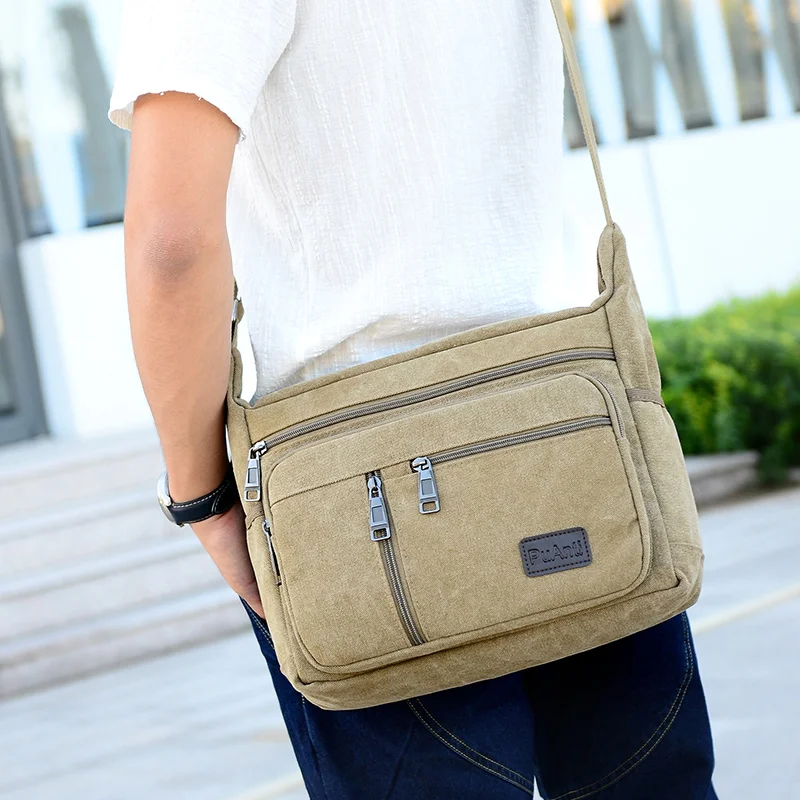 Men Canvas Shoulder Bags Casual Tote Travel Men's Crossbody Bag Luxury Messenger Bags Boy Male Fashion High Quality Handbag