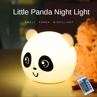 colorful color changing silicone room decoration night light rechargeable eye protection panda pat light 3d cartoon custom gifts