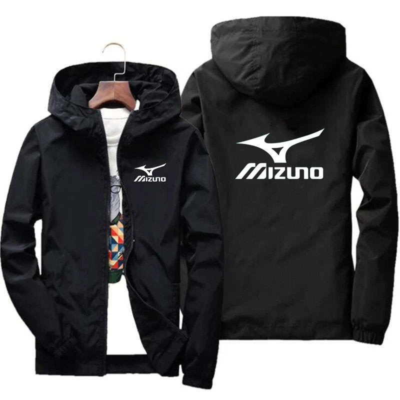 

Мужская весенне-осенняя куртка Mizuno с принтом роскошного бренда, мужская уличная спортивная ветрозащитная куртка с капюшоном на молнии, 2023