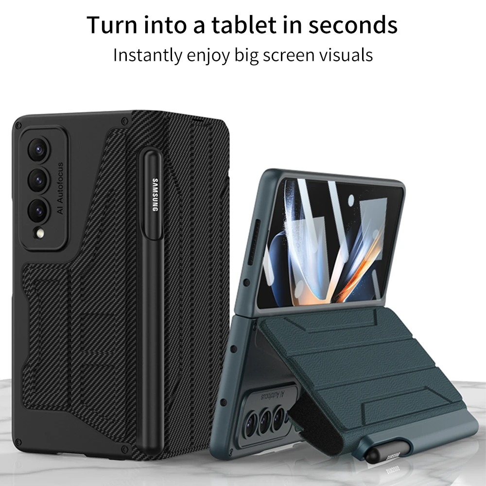 Case For Samsung Galaxy Z Fold 4 Case luxury Magnetic Flip Leather Wallet Shockproof Back Csae For Zfold4 With Pen Holder Case