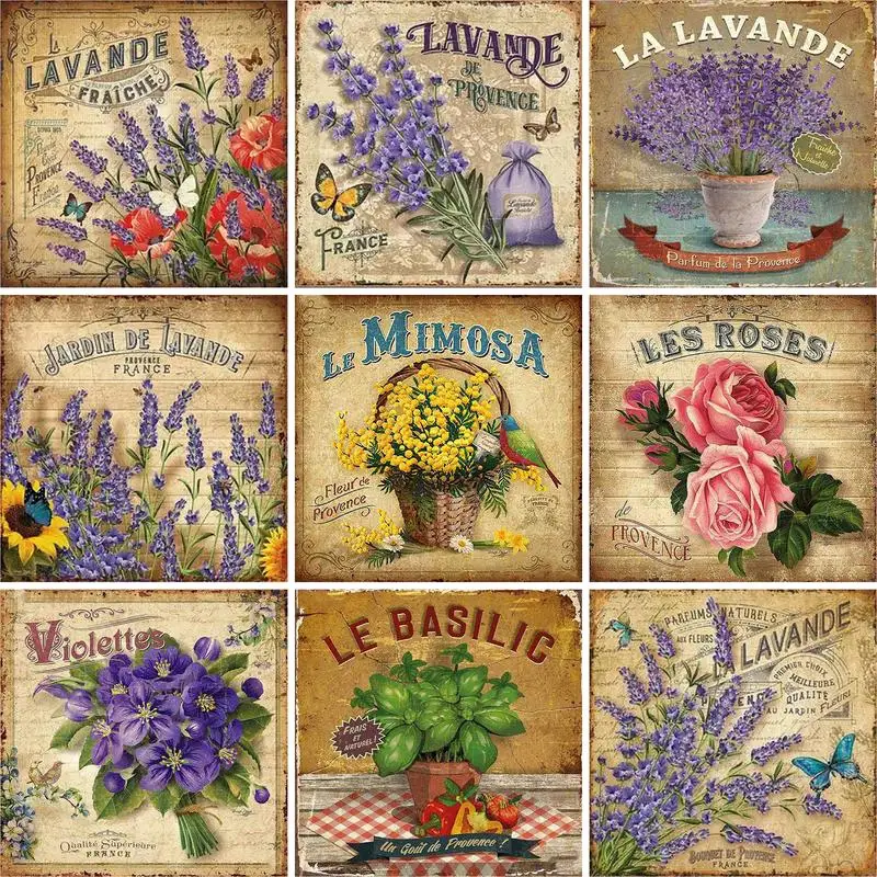 

GATYZTORY 60x75cm Frame DIY Painting By Numbers Lavender Flowers Oil Paint By Numbers Canvas Drawing Wall Decor HandPaint Gift