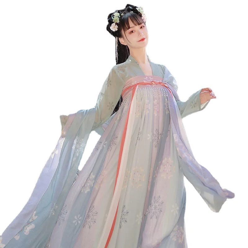 

Стиль Тан восстанавливает застежку Женская цельная перфорированная Конфуцианская юбка Hanfu.