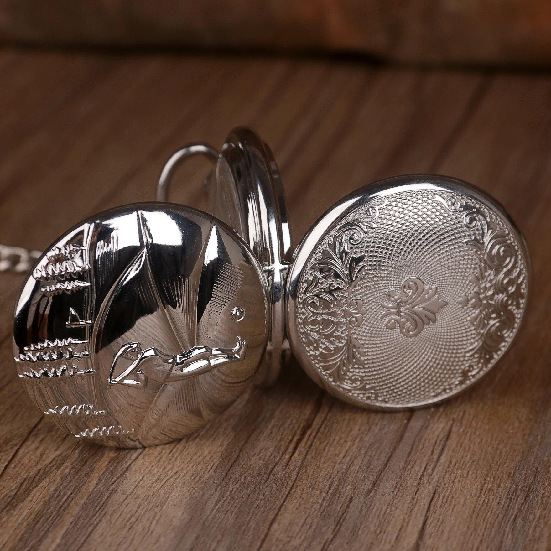 Double Opening Vintage Mechanical Pocket Watch Roman Numeral Display Necklace Pendant Clock Men's Women's Gift