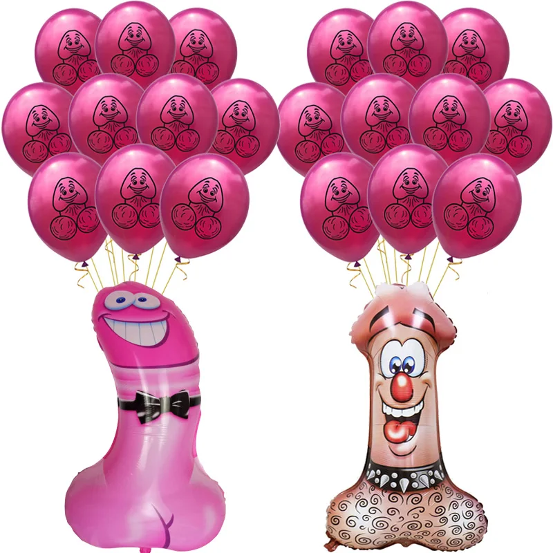 11pcs Big Willy Shape Foil Balloon Inflatable Penis Boobs Ballons Bachelorette Party Bride To Be Globos Hen Night Adult - купить по