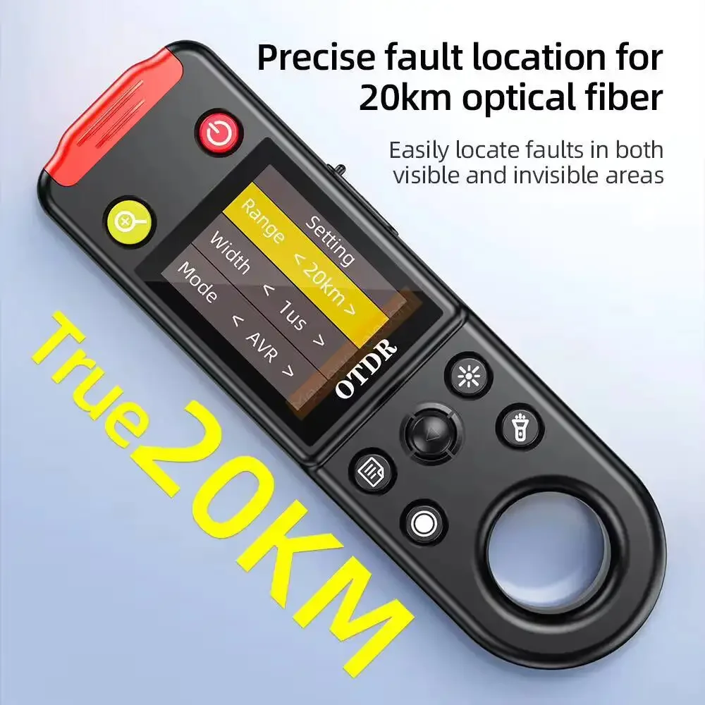 Фото OT-10 MINI OTDR 20KM Ручной оптический рефлектометр с функцией визуального определения неисправностей, тестер для поиска точек разрыва в оптическом кабеле. №1