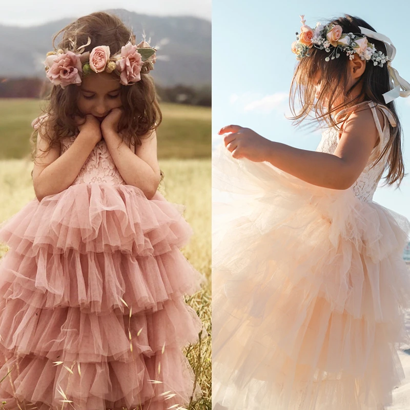 

Little Girl Ceremonies Dress Baby Children's Clothing Tutu Kids Dresses for Girls Clothes Wedding Party Gown Vestidos Robe Fille