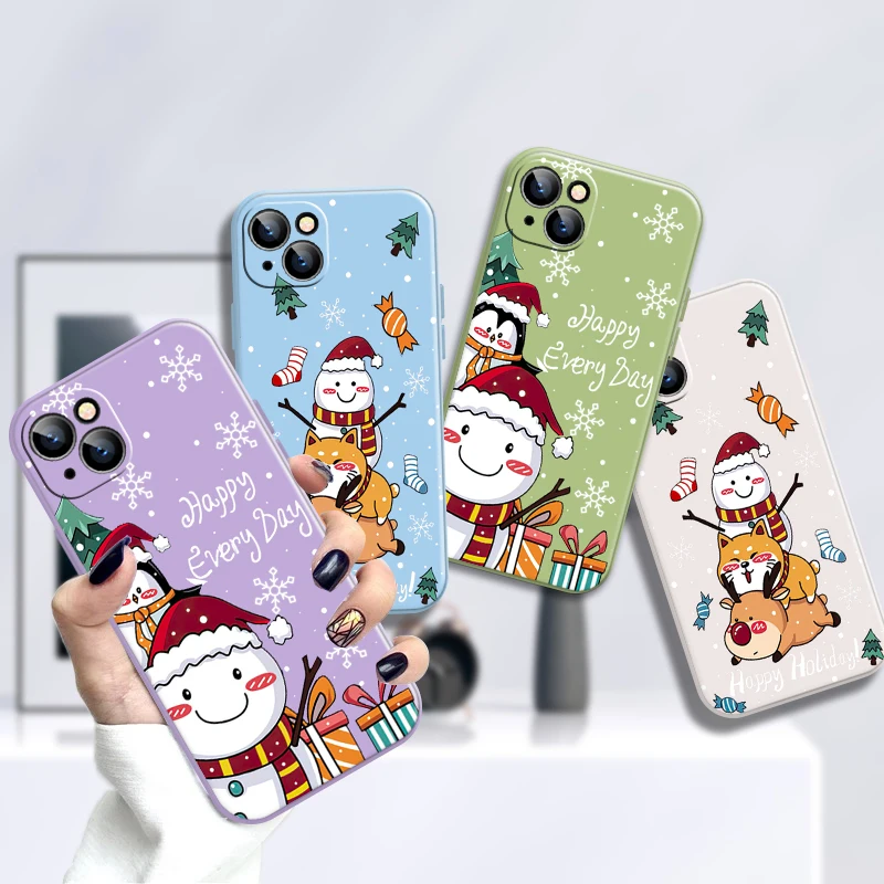 

Merry Christmas Snowman iPhone Case For iPhone 11 13 12 Xr Xs Max Mini X 8 SE 7 6 12 Plus XR 6s ProMax 2020 Covers Taser Funda