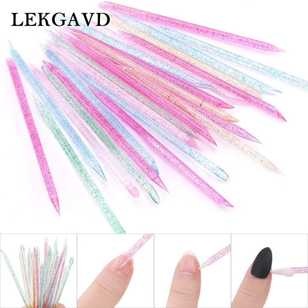 

50PCS Nail Cuticle Pusher Manicure Cleaning Tool Acrylic Double-headed Dead Skin Remover Sticks Rhinestones Dotting Removal Pen