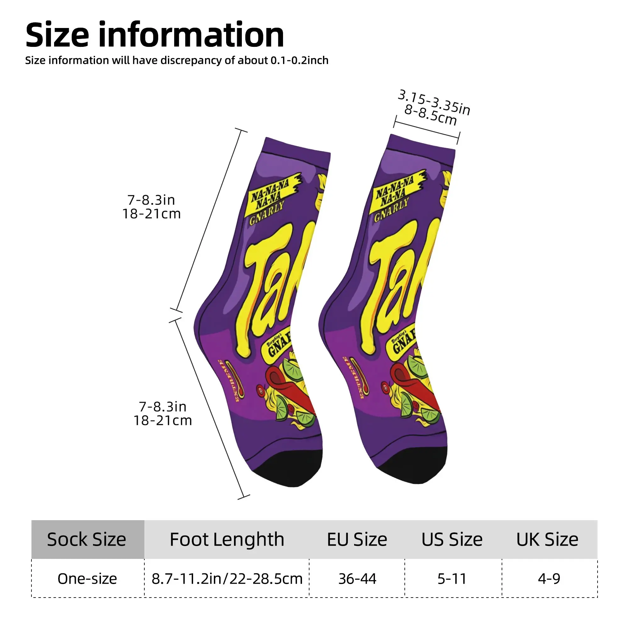 Фото 1 пара забавных носков Takis Gnarly Flavor Harajuku с бесшовным принтом, мужские носки с принтом, повседневные мужские носки №3