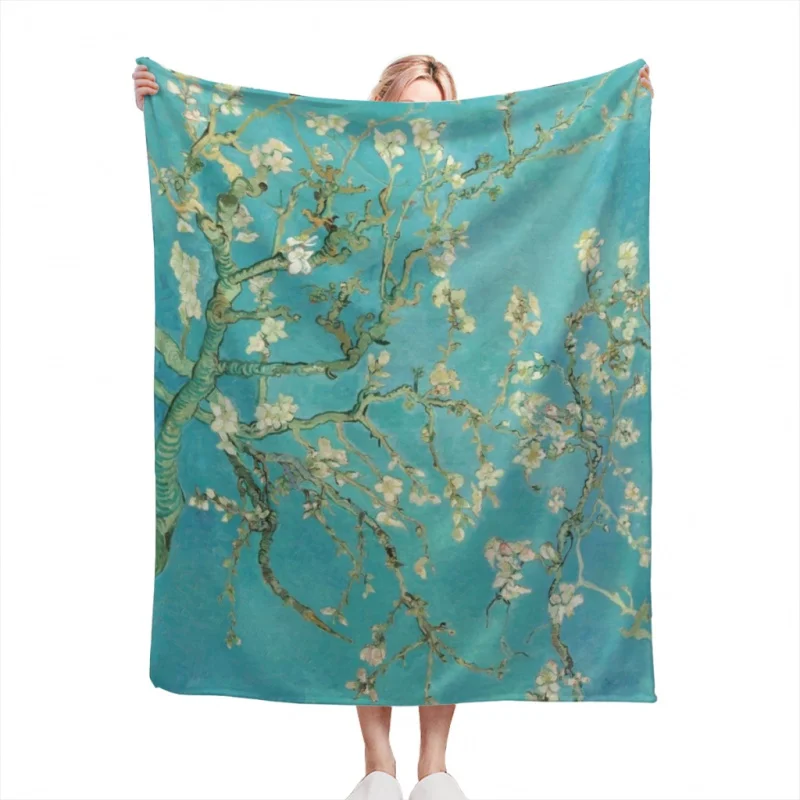 

Almond Blossoms by Vincent Van Gogh Throw Blankets Soft Velvet Blanket Lightweight Bed Blanket Home Decor Fleece Blanket