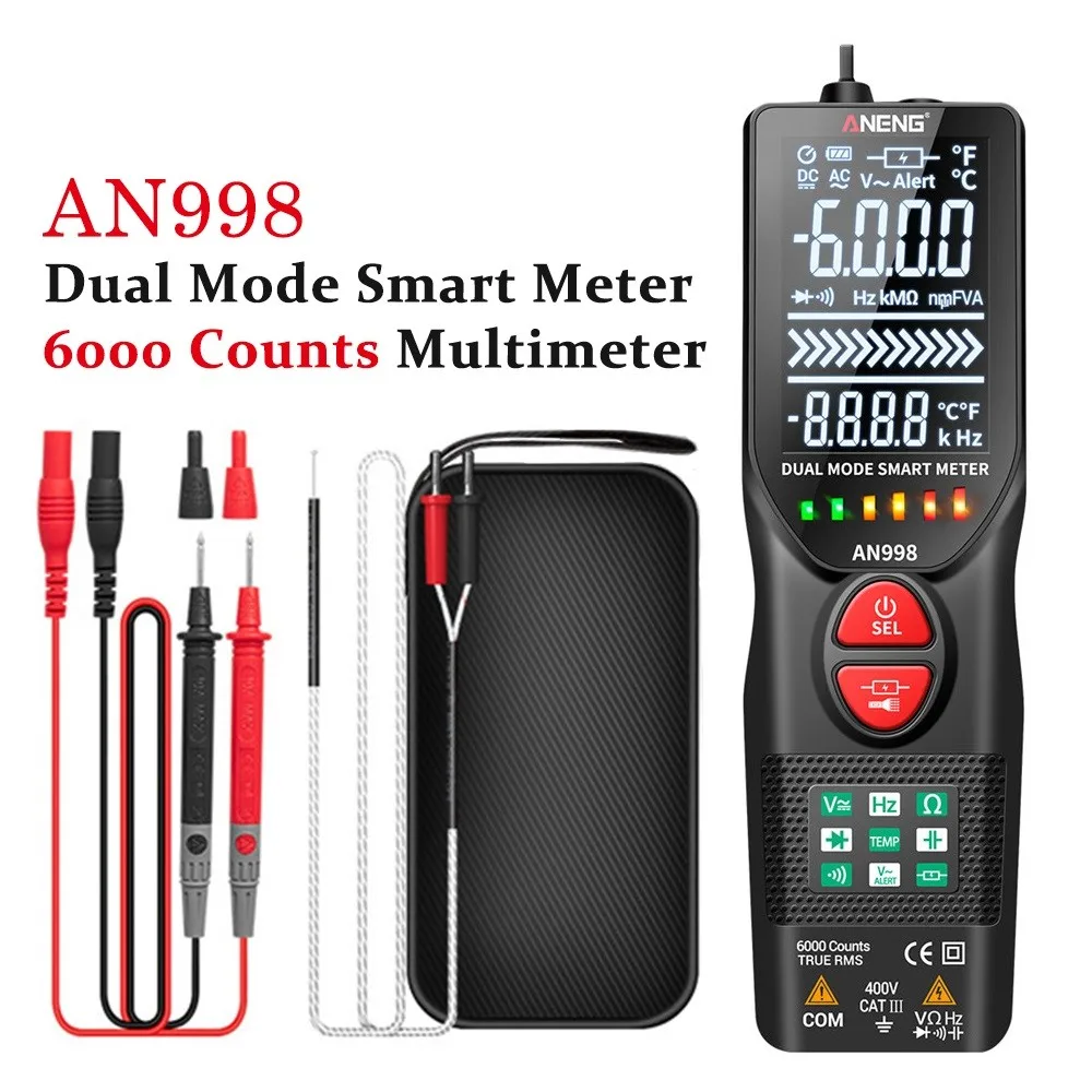 

ANENG AN998 Professional Digital Multimeter 6000 Count Auto Ranging AC/DC Voltmeter Ammeter Tester Voltage Indicator Electrician
