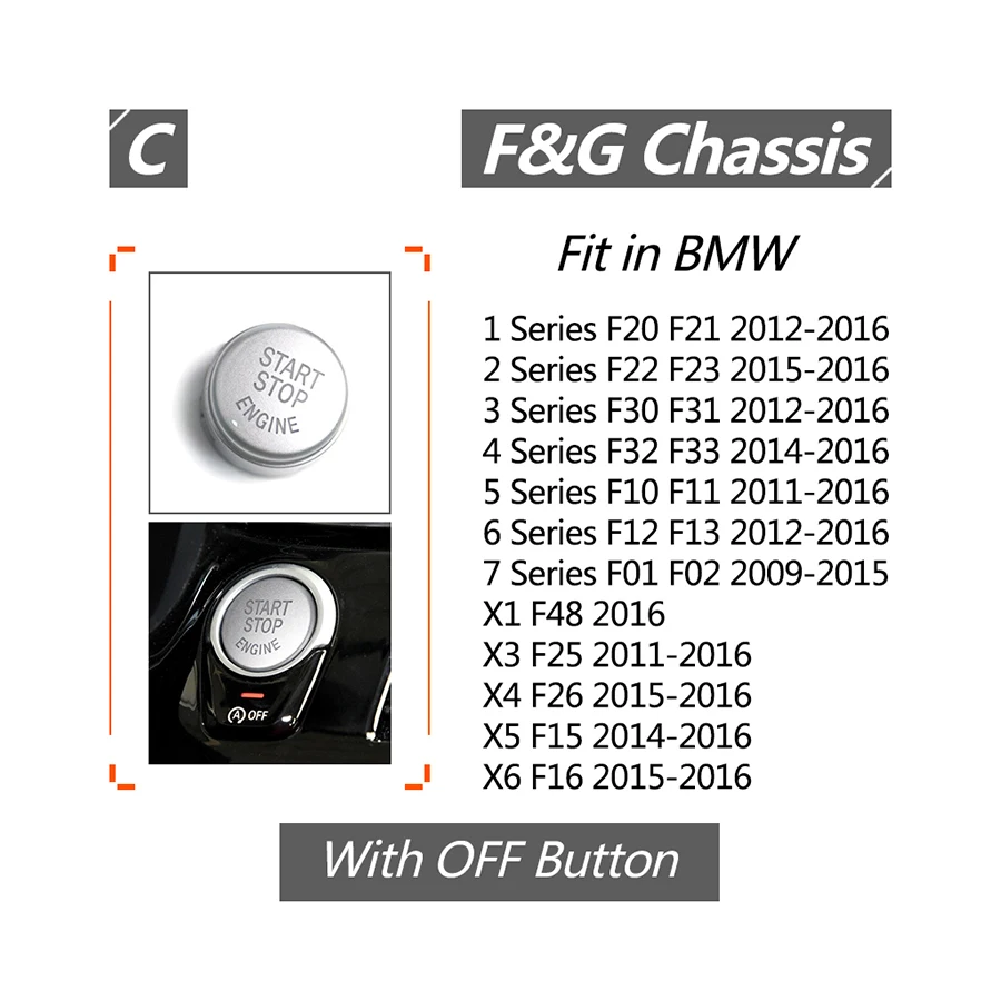 

Кнопка START STOP двигателя, декоративная крышка для BMW 1 3 5 7 серии F20 F22 F30 F10 F11 F01 F02 F15 F16 F25 F26 F48 с кнопкой OFF