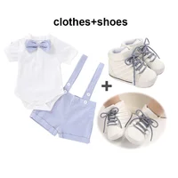 Baby Clothes  Cute   New Born Gentleman Bodysuit Suspender Pants with  Shoes Infant Outfit for Wedding Party