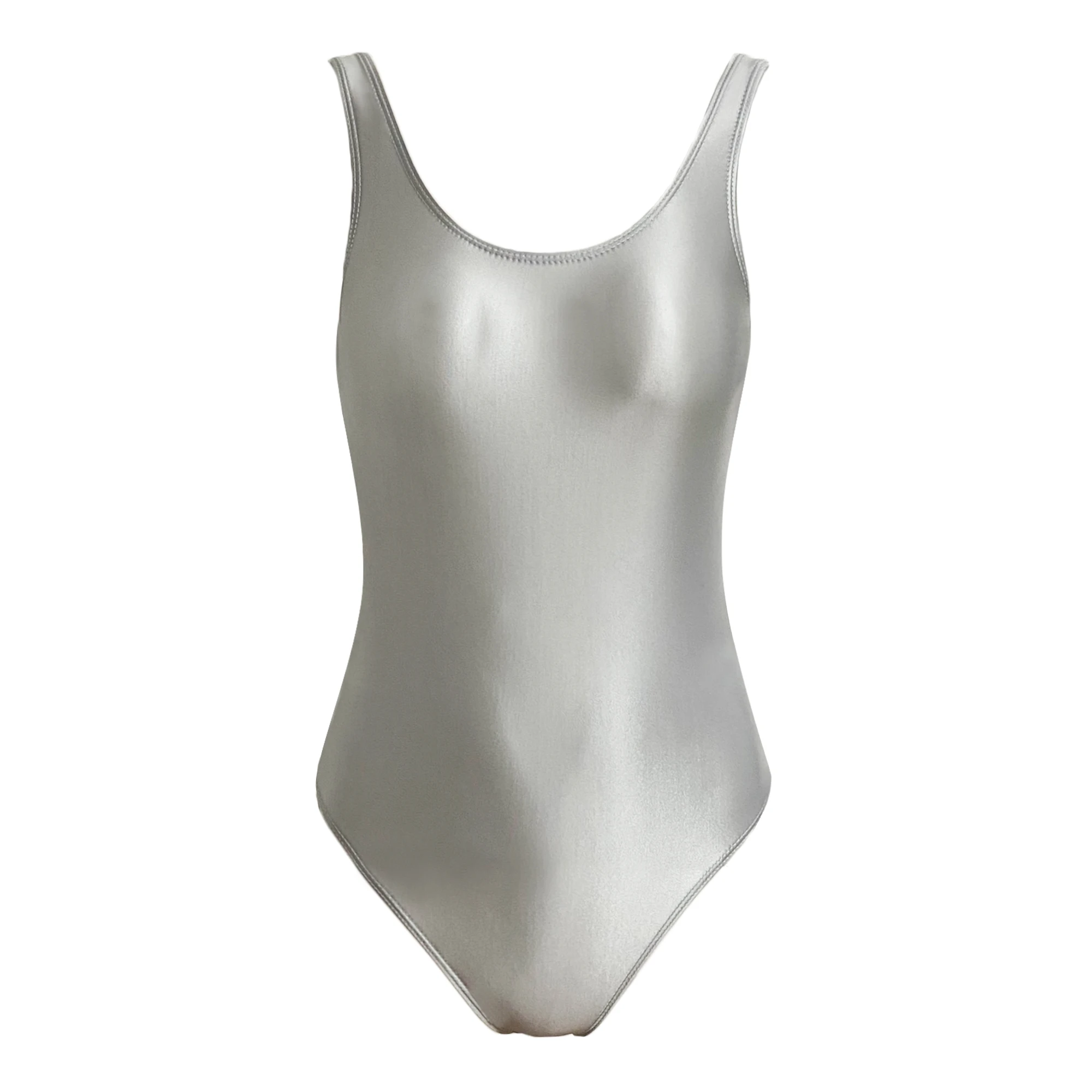 XCKNY Satin One Piece Swimwear Silky Shiny Bathing Suits High Elasticity Bodysuit Open crotch tighten one's hips glossy swimsuit