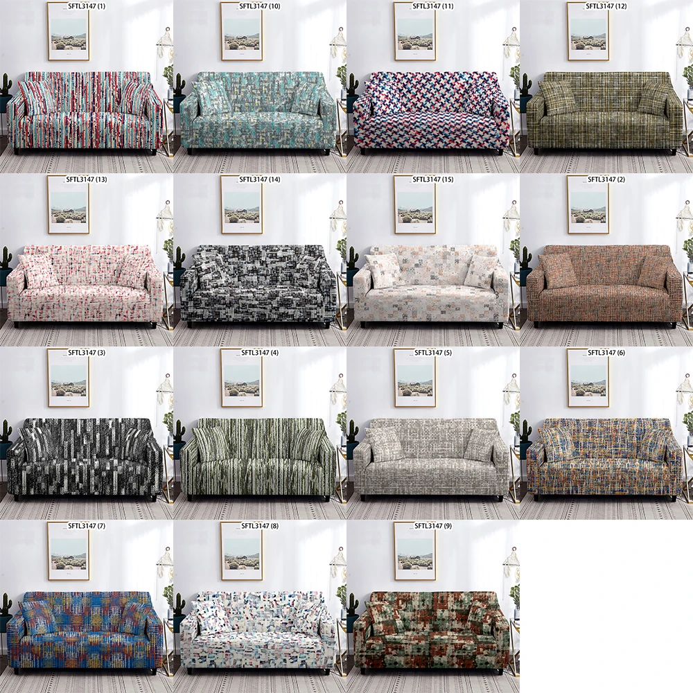 Colorful Abstract Ink  Adjustable Sofa Cover Shabby Chic Stripes Plaids And Covers Retro Sofa Covers Set Extensible Sofa Cover images - 6