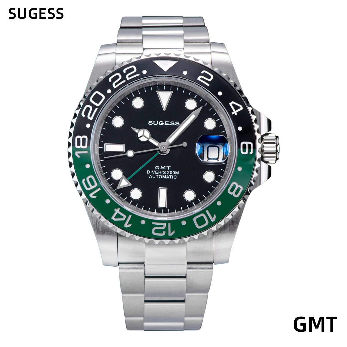 

Sugess 2022 GMT Automatic Mechanical Men Waterproof Watches Diving Dandong 28800 Beat Movement Sapphire Luminous Ceramic Bezel