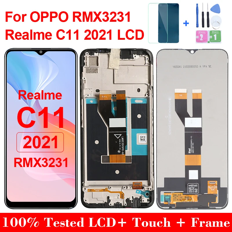 

6.5" Original C11 LCD For Oppo Realme C11 2021 RMX3231 RMX2185 Display Touch Screen Digitizer Assembly Replacement With Frame