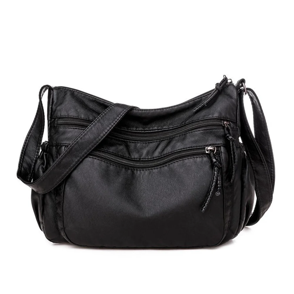 Multi-pockets Messenger Bag Casual High-capacity Zipper Open Mother Bag Vintage Fashion Tote Bags Shoulder Bags For Women Men