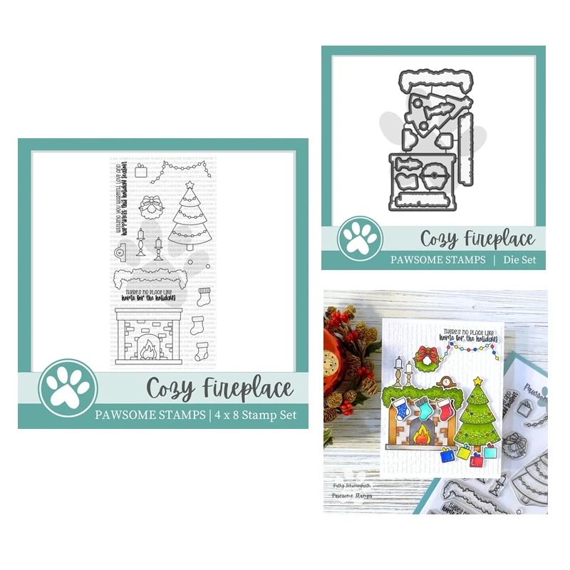 

Cozy Fireplace Christmas November 2022 New Clear Stamp Scrapbooking for Paper Making Cutting Dies Frame Card Craft Supplies