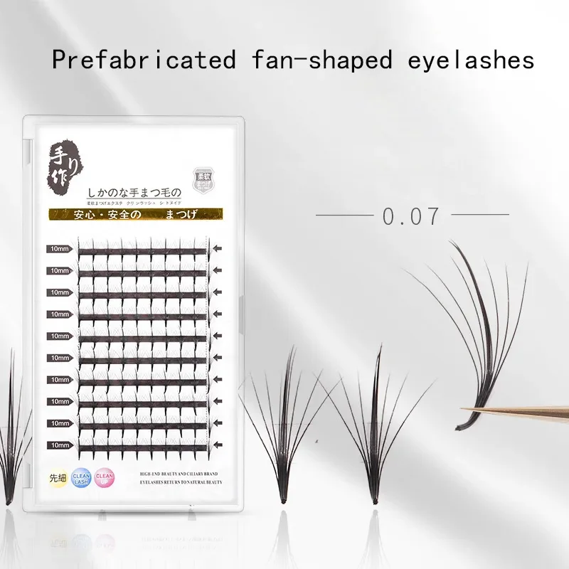 7D готовые веерообразные сэндвич-ресницы 0 07 мягкие натуральные и быстропривитые