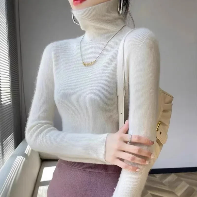 100% свитер из чистого горного кашемира осенне-зимний женский трикотажная рубашка