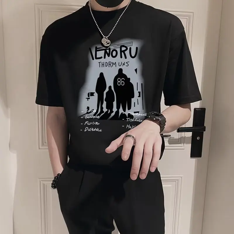 

Футболка мужская хлопковая с круглым вырезом, крутая тенниска с принтом, крутая майка с короткими рукавами, одежда в Корейском стиле, лето