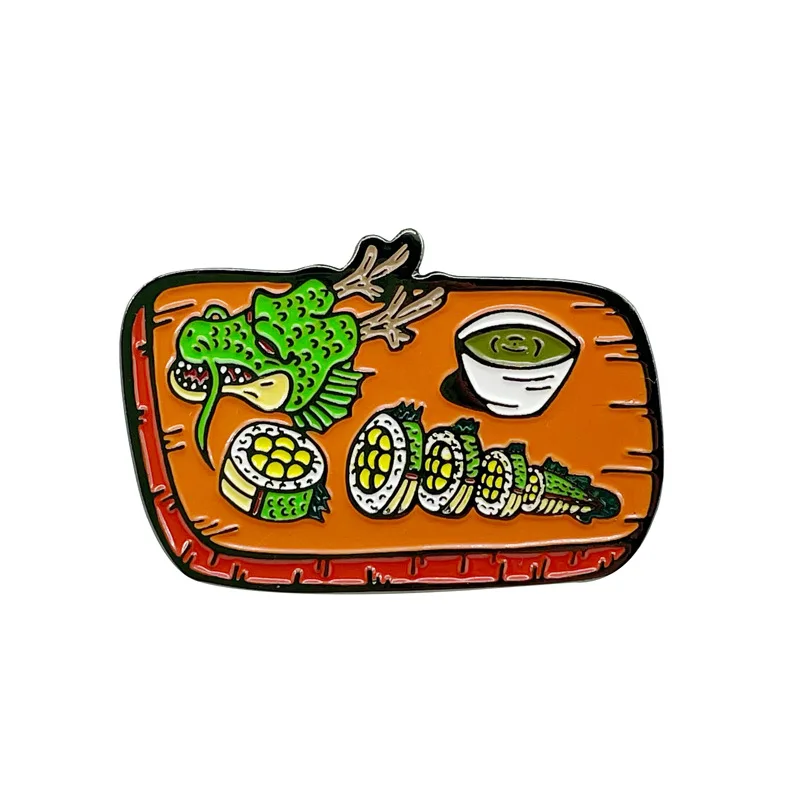 Cute Anime Dragon Enamel Pins Collect Funny Sushi Metal Cartoon Brooch Backpack Hat Bag Collar Lapel Badges Fashion Jewelry Gift