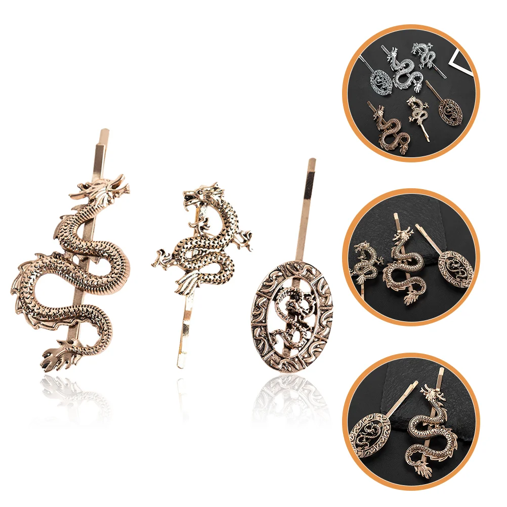 

6 Pcs Tiara Girls Women Hair Clips Punk Bobby Pin European American Accessories Dragon Barrettes Zinc Alloy Miss