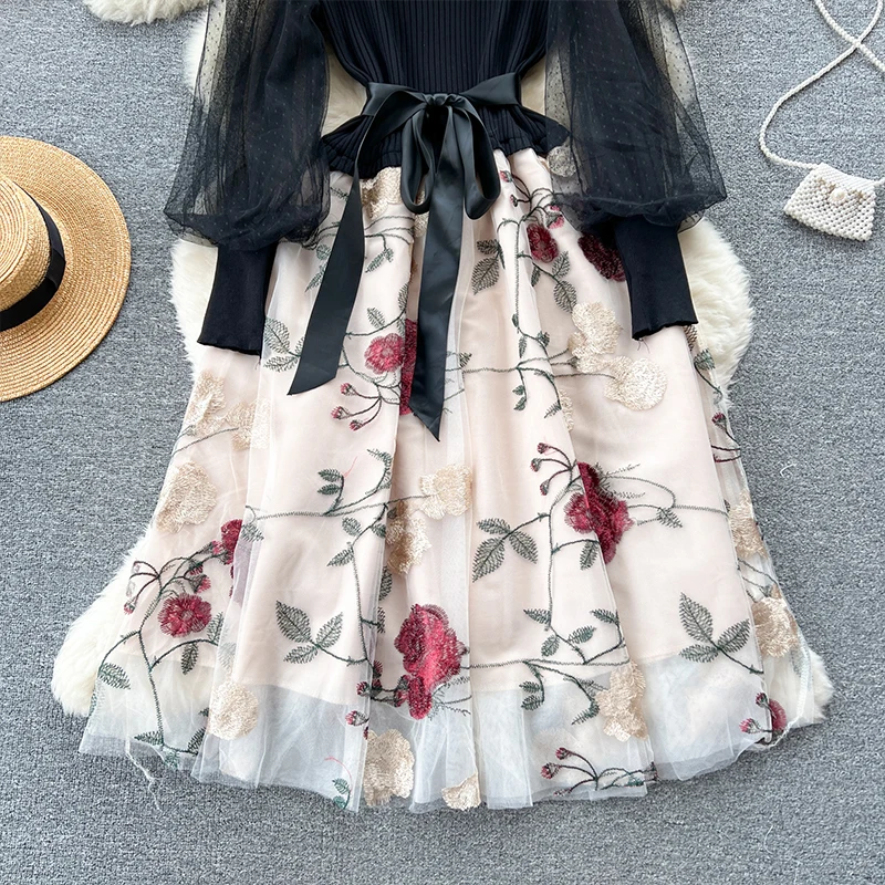 EHQAXIN 2024 осеннее женское платье модное французское Элегантное трикотажное