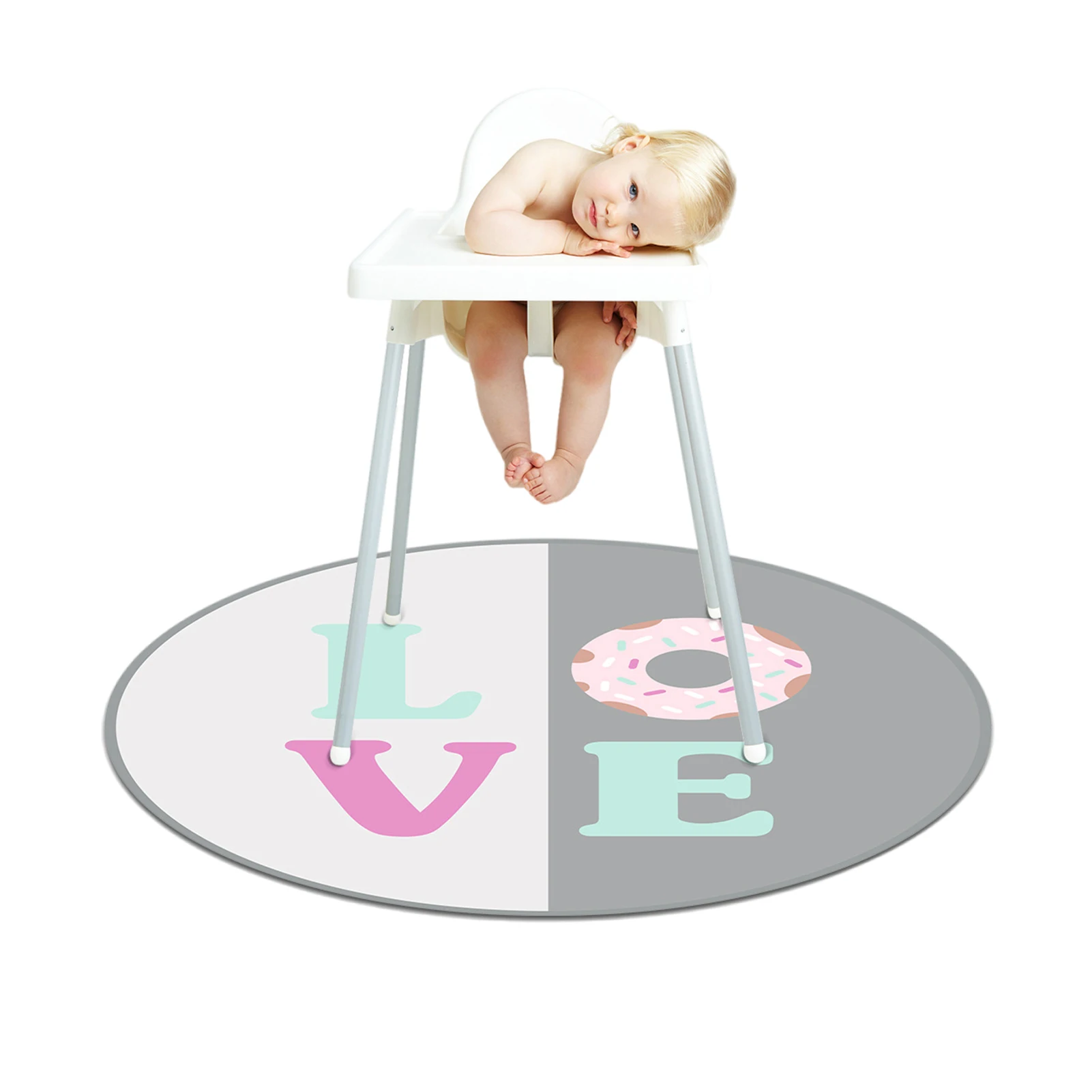 

High Chair Mat Anti-Slip Splash Mat Portable Game Mat Waterproof Washable Spill Mat Multifunctional Foldable Baby Playing Mat