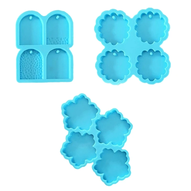 

Y51E Flower Shaped Silicone Resin Mold 4 Cavity Door Hand Shape Jewelry Pendant