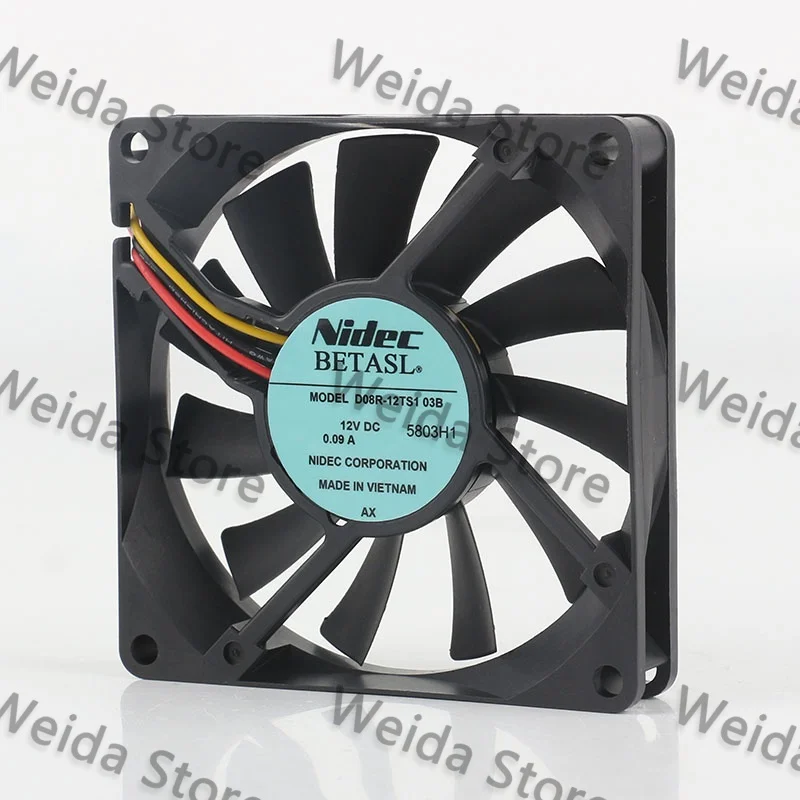 Фото Новый бесшумный вентилятор охлаждения Nidec DC12V 0.09A AC EC 8015 для шасси, 80X80X15MM, для преобразователей частоты, 3-проводной, D08R-12TS1 03B №2